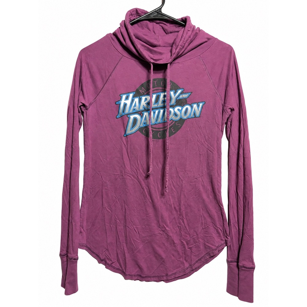 Harley-Davidson Womens XS Plum Purple Cowl Neck Long Sleeve Lynchburg TN Shirt